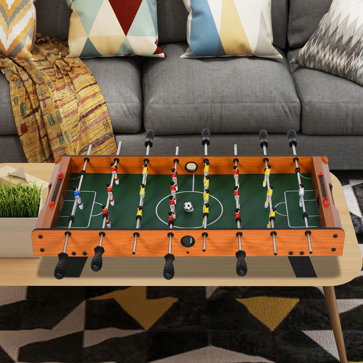 Mini babyfoot, table de baby-foot, en MDF, 22 joueurs, 2 balles, 2 panneaux de scores, 84,5L x 40l x 61,2H cm-9