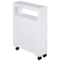 Meuble de rangement de salle de bain sur roulette armoire WC toilettes étagère ouverte 2 tiroirs 16 x 52 x 71,5 cm blanc-0