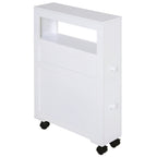 Meuble de rangement de salle de bain sur roulette armoire WC toilettes étagère ouverte 2 tiroirs 16 x 52 x 71,5 cm blanc-0