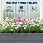 Carré Potager avec pieds Lit de Jardin Surélevé 4 trous de drainage et Tissu non tissé, 98 x 37 x 90 cm, gris-6