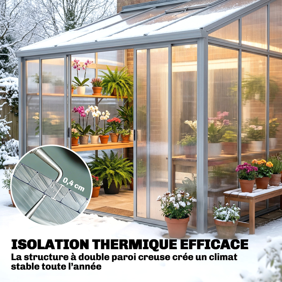 10 Plaques Alvéolaires en Polycarbonate 4 mm, UV Resistant, Panneau Alvéolaire Double de Serre, 120x60 cm, Transparent-3