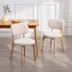 Lot de 2 chaises de salle à manger, chaises de cuisine rembourrées, pieds en bois d'hévéa, 46,5 x 52 x 80 cm, crème-9