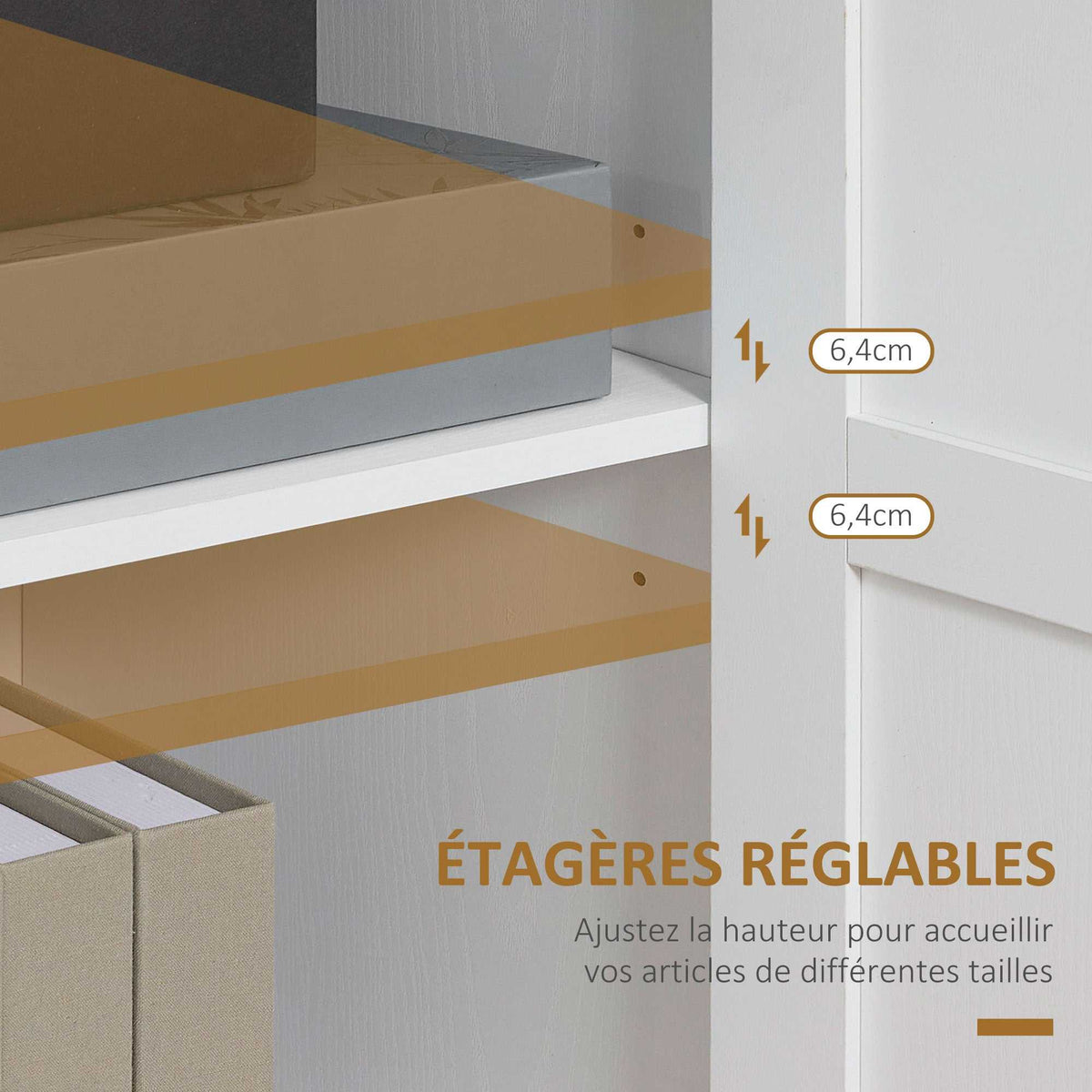 Meuble de rangement buffet cuisine avec 2 portes et 2 étagères réglables 90 x 39,5 x 88 cm-4