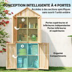 Armoire de Jardin en Bois Abri à Outils Rangement Extérieur Toit en Pointe en Asphalte 82x50x190cm Bois Naturel-6
