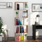 Bibliothèque à 5 niveaux, meuble de rangement en forme de S avec étagères, étagère de rangement blanc-7