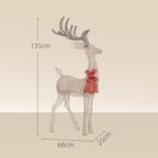 Renne de Noël lumineux, décoration renne lumineux Noël en acier, avec 137 LED blanc chaud, 66 x 25 x 135 cm, or-2