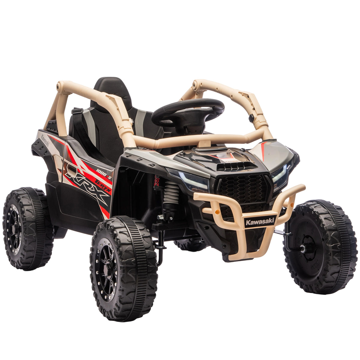 Voiture électrique enfant UTV KAWASAKI TERYX KRX 1000 12 V à 2 moteurs 25 W télécommande 2,4 Ghz 100 x 64 x 56 cm jaune-0