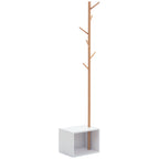 Meuble rangement porte-manteaux 2 en 1 cosy 40L x 30l x 180H cm MDF blanc bois massif bambou-0