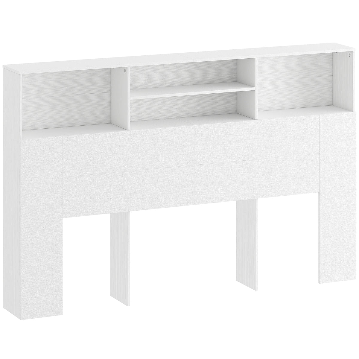 Tête de lit sur pied avec rangements, accessoire de lit 4 compartiments ouverts, 160 x 20,2 x 108,2 cm, blanc-0