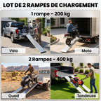 Lot de 2 Rampes de Chargement Pliantes avec Poignées et Surface Antidérapante, Charge Max. 400 kg, 180 x 25,5 cm, Argent-3