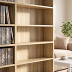 Meuble de rangement 1032 CDs / 594 DVDs, étagère multimédia, 24 compartiments et 18 étagères ajustables, chêne-8