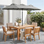 Parasol de Jardin Exterieur Inclinable 3 x 1,5 m, Parasol Double Rectangulaire avec Manivelle, Polyester 180 g/m², Gris-8