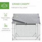 Grand enclos poulailler 5,32 ㎡ parc grillagé toit anti-UV porte verouillable 2,8 x 1,9 x 1,97 m argenté-3
