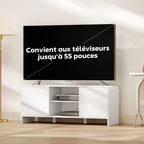 Meuble TV meuble télé pour téléviseur jusqu'à 55 pouces 2 portes 2 compartiments étagère réglable 110x35x45cm blanc-3