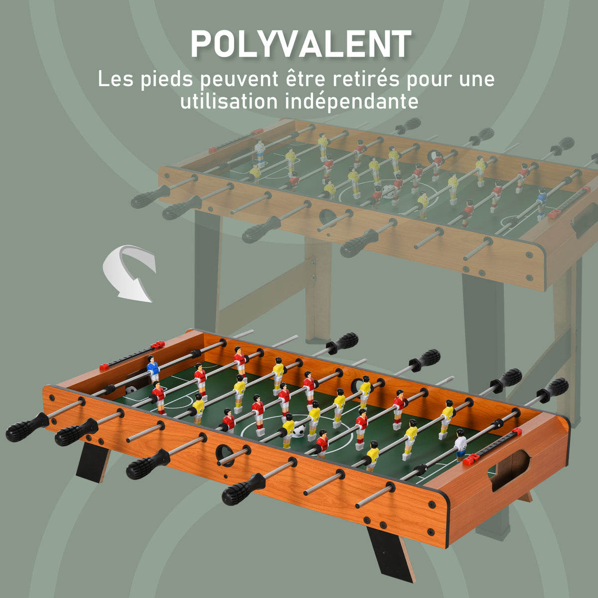 Mini babyfoot, table de baby-foot, en MDF, 22 joueurs, 2 balles, 2 panneaux de scores, 84,5L x 40l x 61,2H cm-6