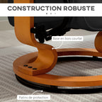 Fauteuil de relaxation inclinable avec repose-pied, pivotant, cadre en bois , revêtement synthétique noir-6