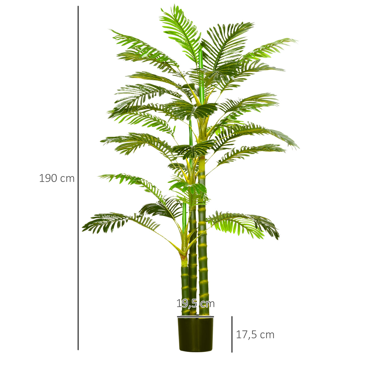 Palmier areca artificiel arbre artificiel hauteur 190 cm avec 30 grandes feuilles en plastique pot inclus-2