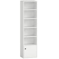 Bibliothèque meuble de rangement 6 niveaux avec 3 étagères réglables et placard, style moderne 40 x 30 x 156 cm blanc-0