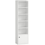Bibliothèque meuble de rangement 6 niveaux avec 3 étagères réglables et placard, style moderne 40 x 30 x 156 cm blanc-0