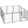 Parc pour chien, enclos chien 12 panneaux modulable et pliable, portable en acier avec porte 68 x 80 noir-0