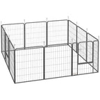 Parc pour chien, enclos chien 12 panneaux modulable et pliable, portable en acier avec porte 68 x 80 noir-0