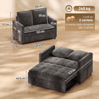 Canapé Convertible 2 Places, Canapé-Lit Clic-Clac 130 cm, Dossier Réglable, Poches Latérales, Gris Foncé-2