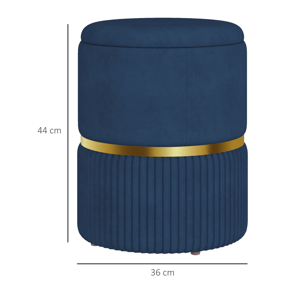 Pouf tabouret repose-pied coffre de rangement en velours côtelé 36 x 36 x 44 cm pour salon chambre bleu-2