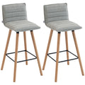Lot de 2 tabourets de bar, chaises de bar, assise rembourrée, dossier et repose-pieds, 48 x 48 x 99,5 cm, gris-0