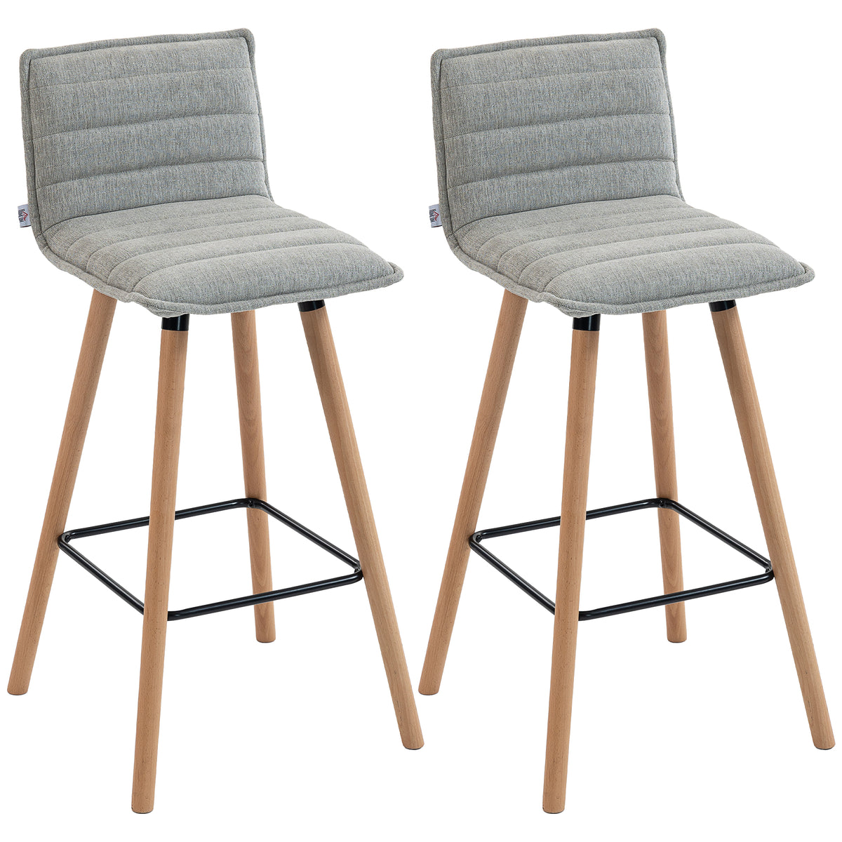 Lot de 2 tabourets de bar, chaises de bar, assise rembourrée, dossier et repose-pieds, 48 x 48 x 99,5 cm, gris-0