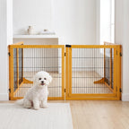 Barrière de sécurité pour chien barrière pliable à 6 panneaux avec pieds amovibles 432 x 36 x 70 cm jaune-7