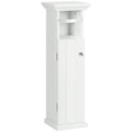 Meuble de salle de bain support papier toilette avec placard et sortie papier en bois blanc-0