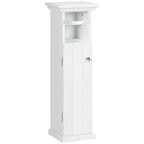 Meuble de salle de bain support papier toilette avec placard et sortie papier en bois blanc-0