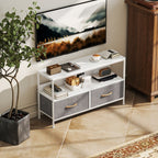 Meuble TV, meuble télé pour téléviseur jusqu'à 47 pouces avec 2 tiroirs et pieds en acier, 98 x 29 x 56 cm, gris clair-9