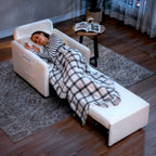 Fauteuil convertible 1 place, fauteuil-lit avec rangement caché, assise large et rembourrée, 72 x 85,5 x 91 cm, crème-8