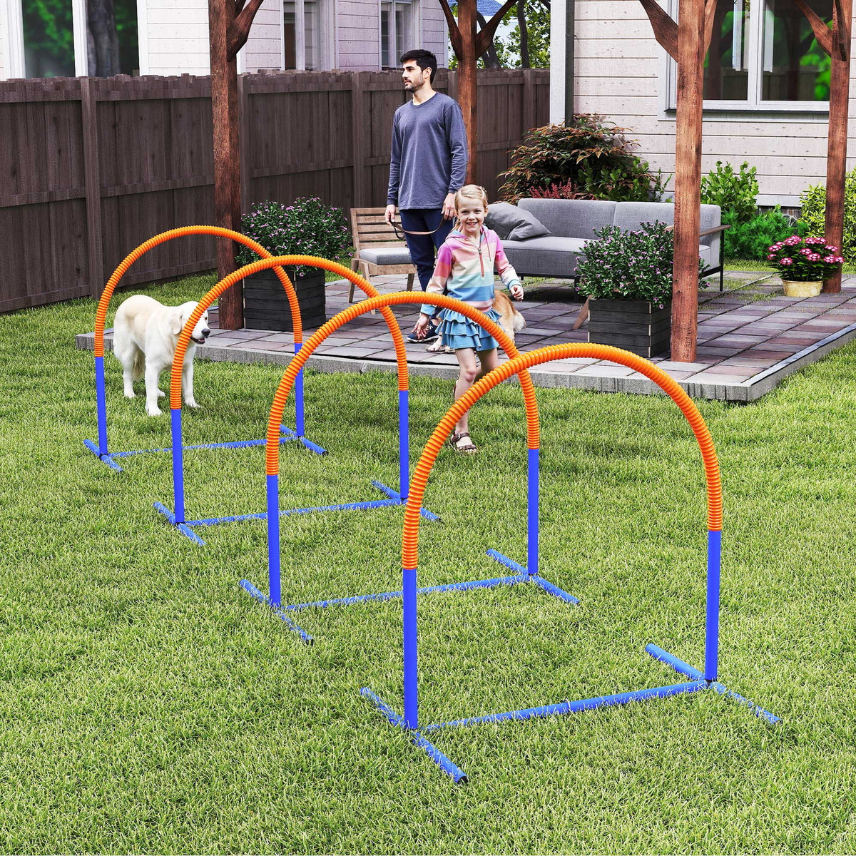 Kit d'équipement d'agilité pour chien kit d'agilité pour chien sac de transport 88 x 64 x 95 cm bleu et orange-7