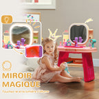 Coiffeuse pour enfants 23 PCS, table de maquillage avec miroir, lumière LED et musique, pour enfants de 3 à 6 ans, rose-3