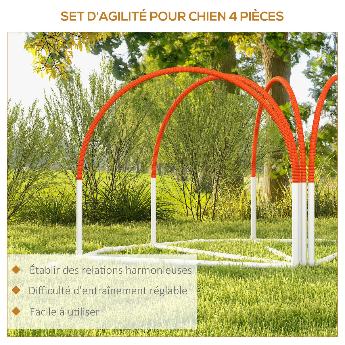 Lot de 4 pièces d'équipement agility- hooper agility - arceaux entrainement pour chien, obstacle avec sac de transport-4