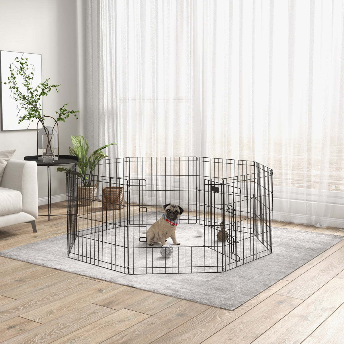 Parc enclos modulable pour chiens lapins rongeurs clôture pour petits animaux intérieur et extérieur pliant 8 panneaux-9