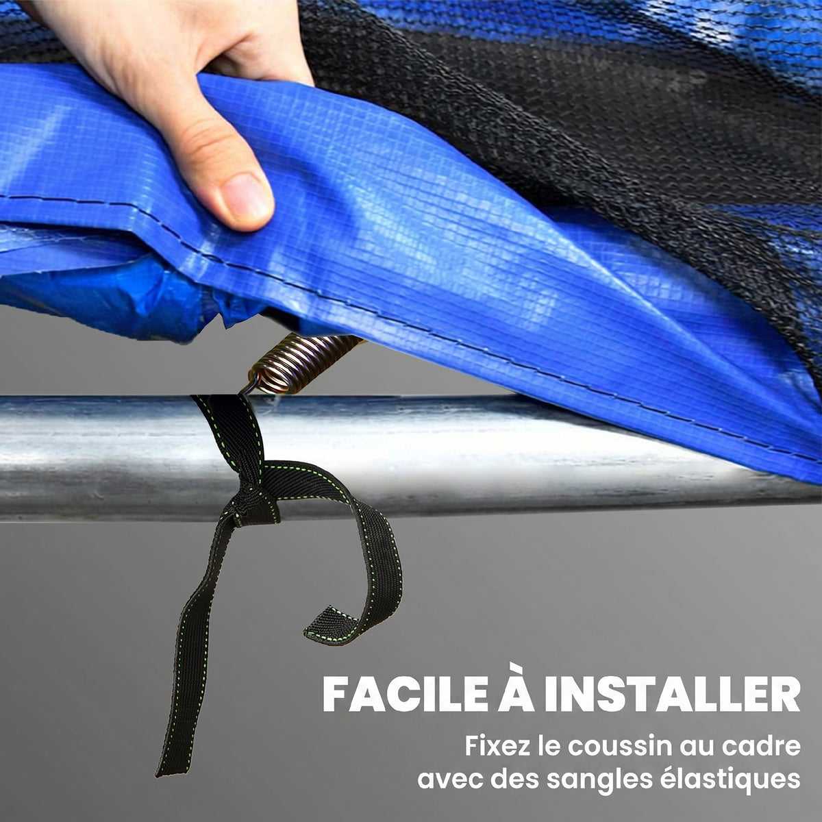 Coussin de protection trampoline 305cm avec cordon élastique résistant aux intempéries et UV anti-déchirure, multicolore-4