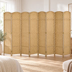 Paravent interieur en bois 8 panneaux 320 x 170 cm séparateur de pièce pliable pour salon, chambre à coucher, naturel-8