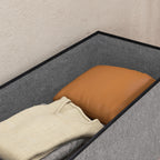 Banc de rangement pouf de rangement pliable bout de lit repose-pieds avec couvercle 76L x 38l x 38H cm gris clair-7