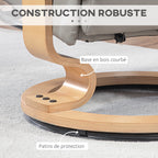 Fauteuil de relaxation inclinable avec repose-pied, pivotant, cadre en bois , revêtement synthétique gris-7