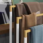 Porte-serviettes en bambou et acier sur pieds avec 3 barres support pour serviette 45 x 22,5 x 86 cm blanc et naturel-7