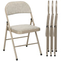Lot de 4 chaises pliantes chaises de salle à manger portables cadre en acier dim. 45l x 46P x 78H cm beige-0