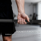 Barre Olympique de 50 mm en Acier Finition Mate avec Prise Moletée et Manchons Longs, Charge 200 kg, Ø5 x 180 cm, Noir-4