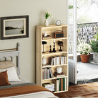 Bibliothèque étagère de rangement 5 niveaux avec étagères réglables pour salon, chambre, bureau, 60x24x133,5cm, naturel-6