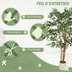 Plante artificielle intérieure 150 cm banian arbre artificiel, pot en plastique et tronc en bois massif, vert-5
