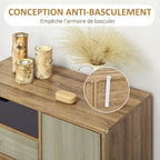 Meuble de rangement commode buffet 4 tiroirs 1 placard - pieds épingles à cheveux style bohème 79 x 39 x 86 cm marron-5