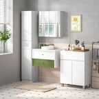 Armoire murale de salle de bain miroir placard de rangement 2 portes 3 niveaux étagère réglable 60 x 15 x 60 cm blanc-8