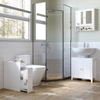 Armoire Murale étagère Salle de Bain 56L x 13l x 58H cm Double Porte Miroir étagère réglable MDF Gris-3